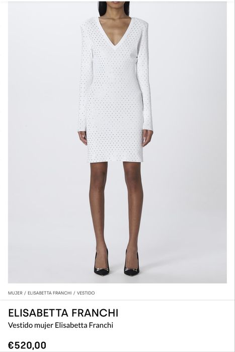 Рокля Elisabetta Franchi бяла с камъни