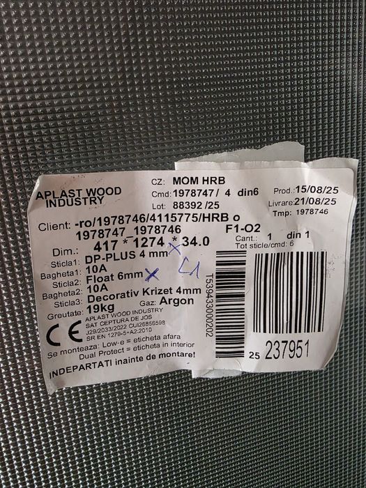 Geam termopan cu 2 canate oscilobatante