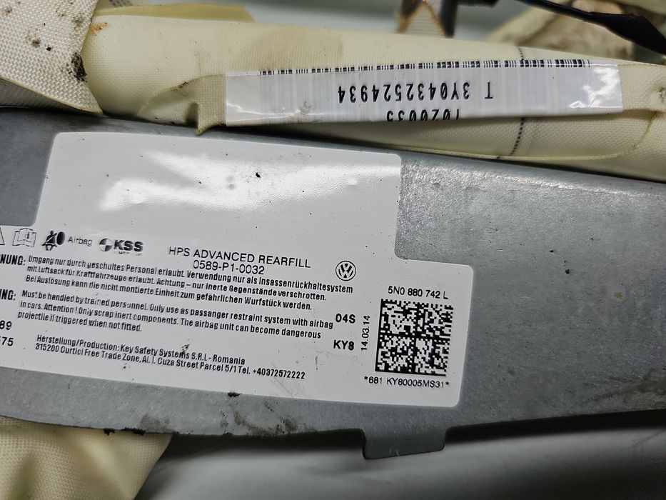 Airbag cortina dreapta Volkswagen Tiguan (5N) [Fabr 2007-2016] 5N08807