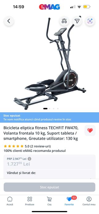 Bicicleta eliptica fitness TECHFIT FW470