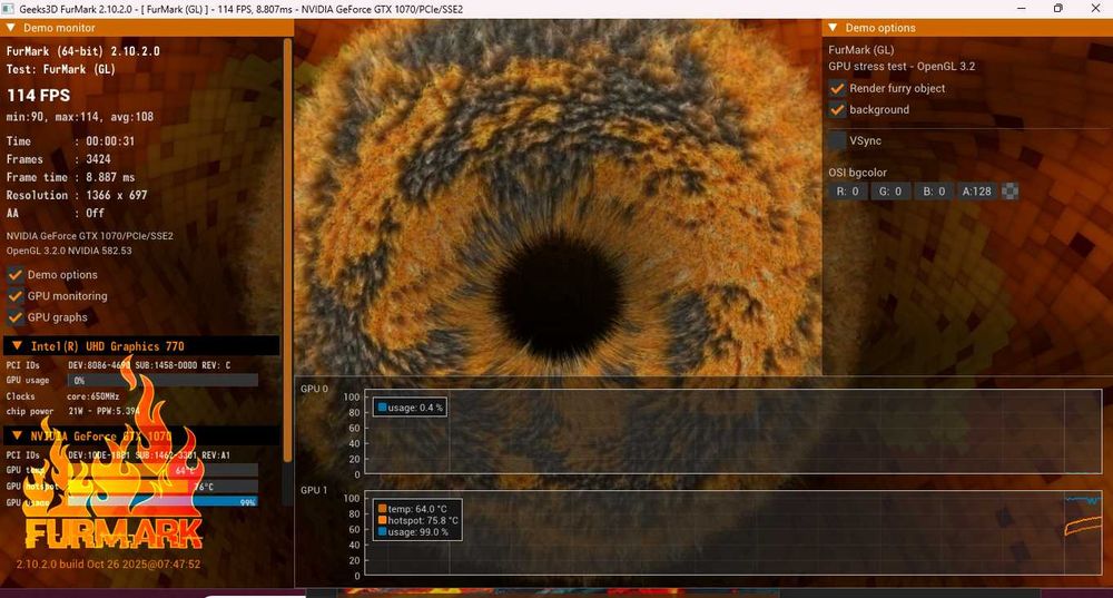 Геймърси комп 115 FPS FurMark - DDR 5 -Intel Core i5-12600T