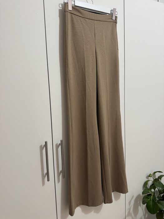 Pantaloni evazati cu talie inalta bej maro Zara marimea S