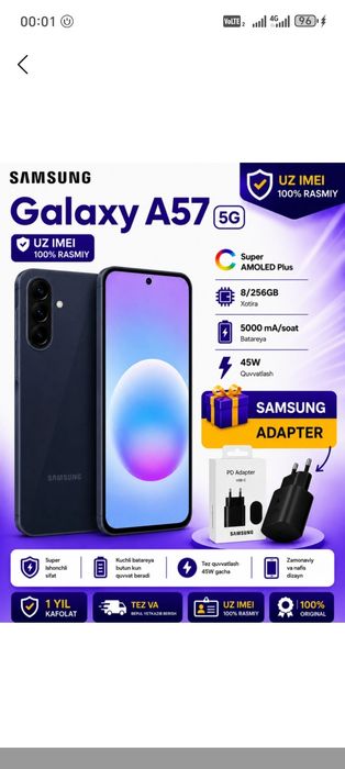 Samsung A57 Yangi OCHILMAGAN!