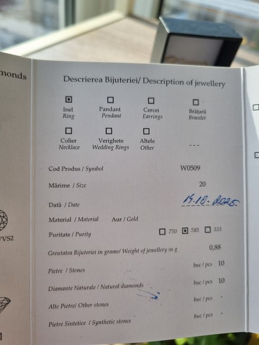 Inel aur galben cu diamante