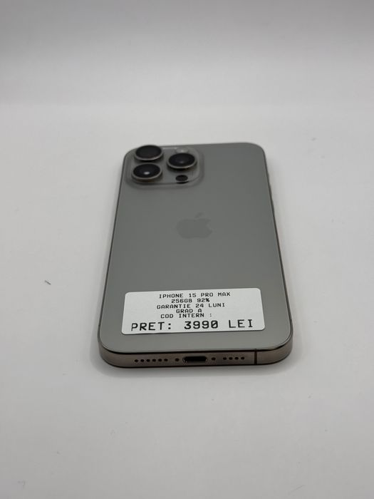 Iphone 15 Pro Max 256GB 92% Grad A Garantie 24 Luni - zonemag.ro