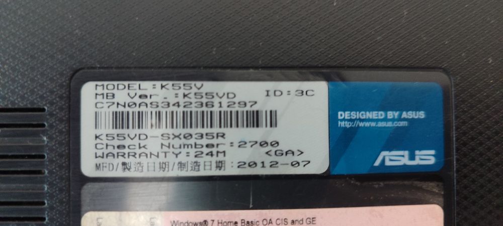 Асус k55v i7 3610q