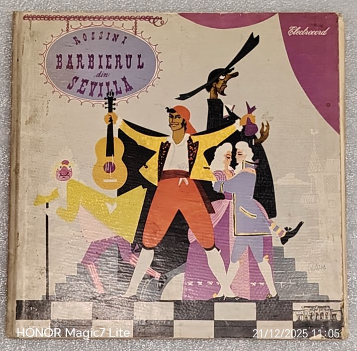 3 Viniluri Discuri  pick-up+ carte 1960 Barbierul din Sevilla Rossini