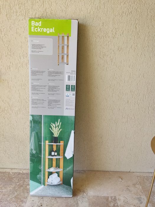 Etajera colt baie lemn NOU