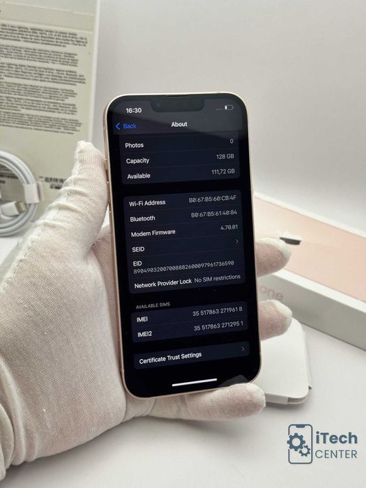 iPhone 13, 128GB, Pink, 100% батерия, КАТО НОВ, 1г. ГАРАНЦИЯ!