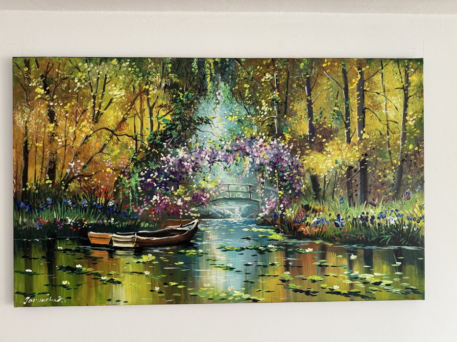 Tablou celebru pictat manual , Podul japonez