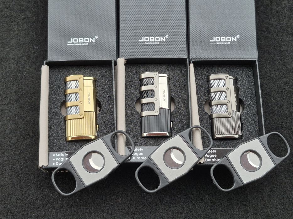 Луксозна запалка за пури JOBON с подарък резачка,три цвята
