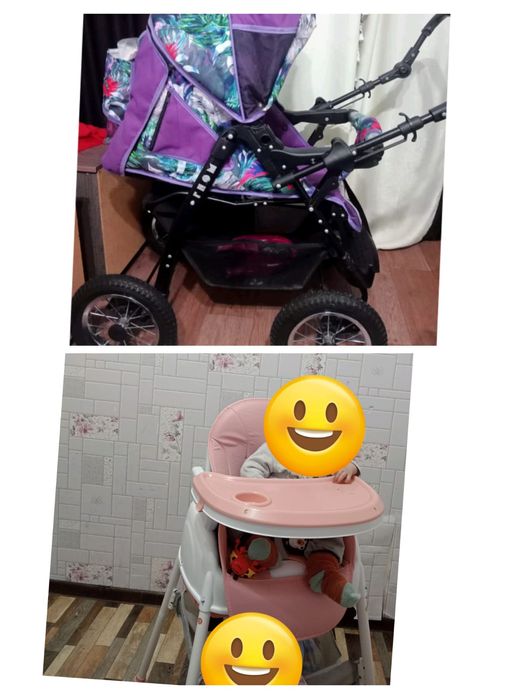 Продам коляску зима-лето подарок детский стульчик для кормления