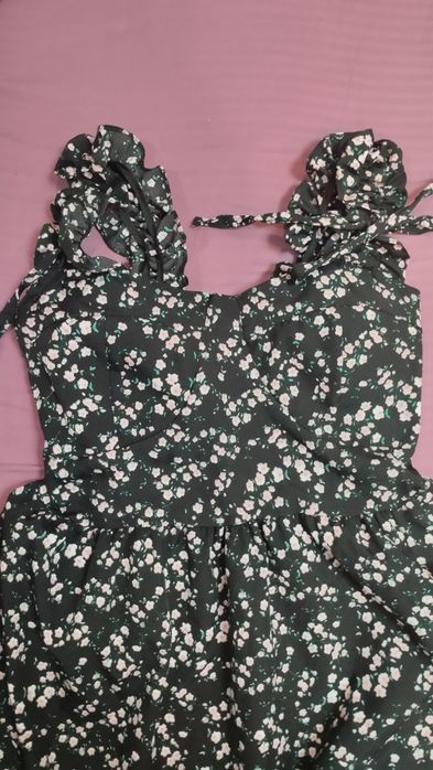 Сарафан платье чёрное с цветочками