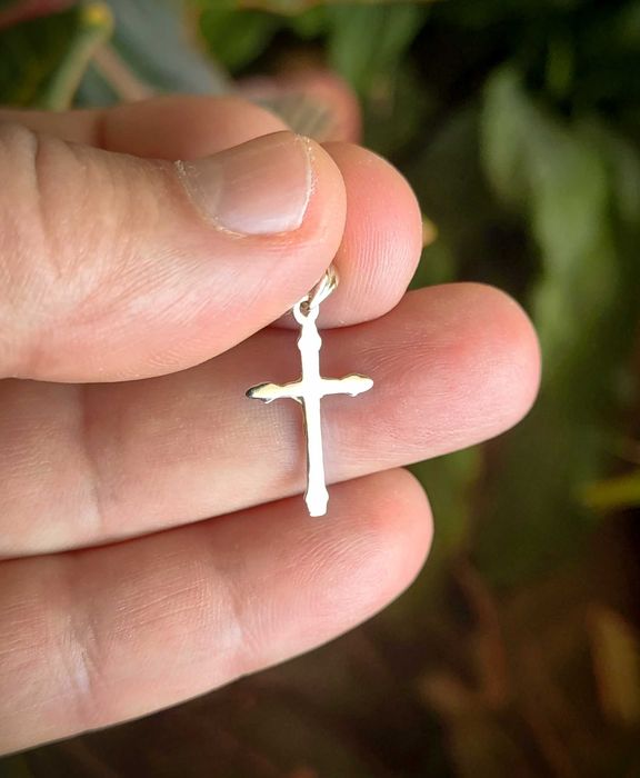 Златен Православен кръст, 14 карата плътно злато, подарък за кръщене