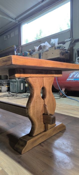 Măsuță cafea stejar masiv, design olandez anii '60  recondiționată 130x60x45cm