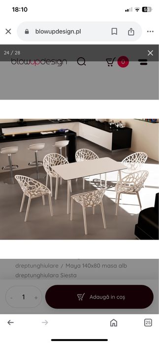 Vand set masa si 4 scaune Cristal pe alb sau rosu