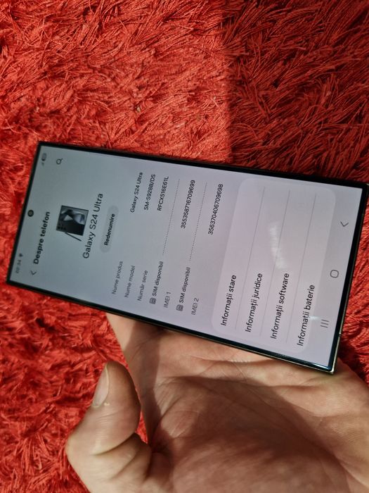 -Samsung S24Ultra Black 1,02Tb 12Ram ireprosabil stare perfecta doar telefonul poze reale nici o restrictie nici o interventie/reparatie
-Am