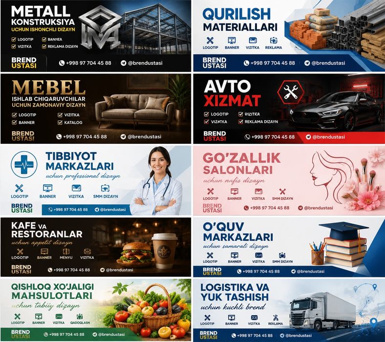 Brend yaratish logotip reklama poligrafiya hizmati