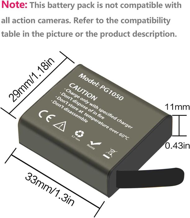 Батерия за екшън камера 3 x 1050mAh