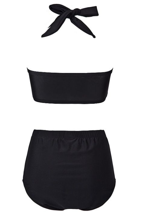 Costum de baie pin up negru/ cu buline