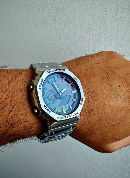 нов часовник Casio G-Shock Rainbow silver , Касио