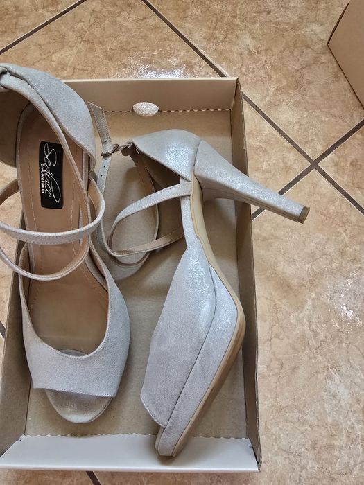 Pantofi toc 8 cm piele naturala 38