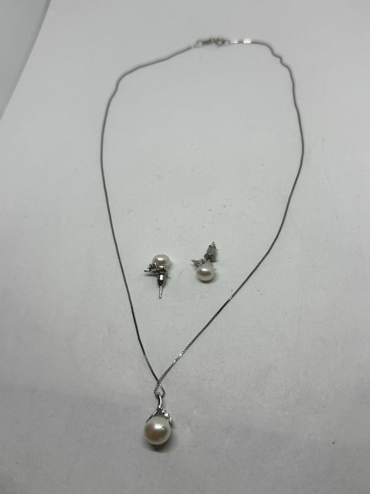 сребърен комплект с перли 4.81гр 925 italy