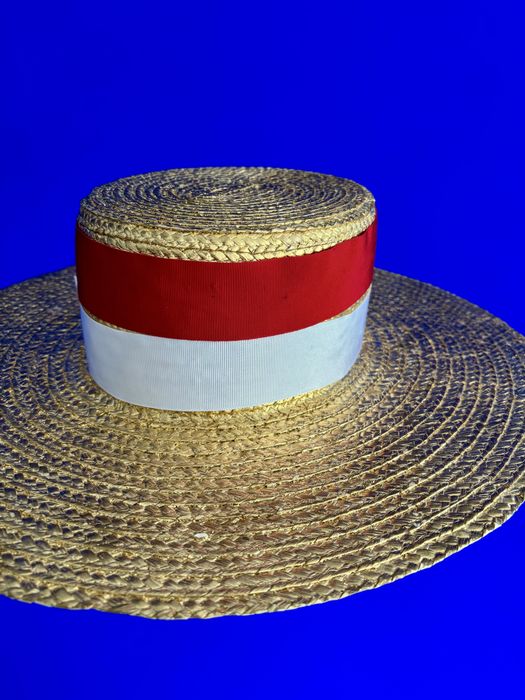 Pălărie aurie de paie model canotieră, unicat