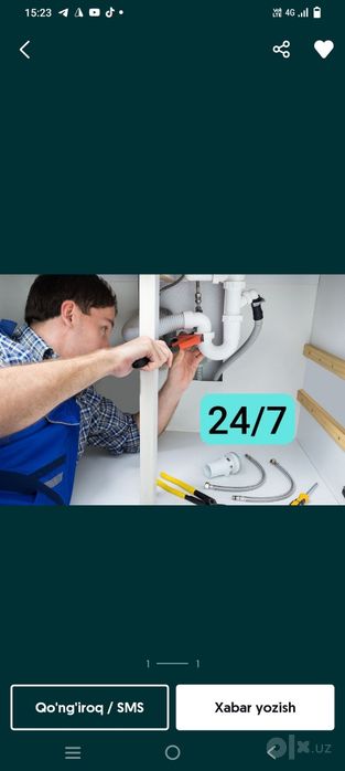 Santexnik Toshkent shaxrida xizmat 24/7