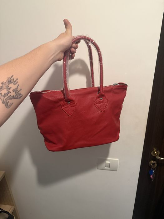 Geanta Chrome Hearts Red Leather Vintage Handbag