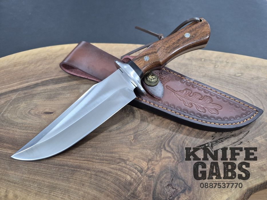 Ръчно изработен ловен нож с кожена кания,LN434