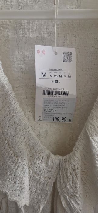 Bluza Zara cu volane,marimea M,noua,cu eticheta