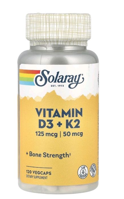 витамины D3 и K2, без сои, 120 растительных капсул