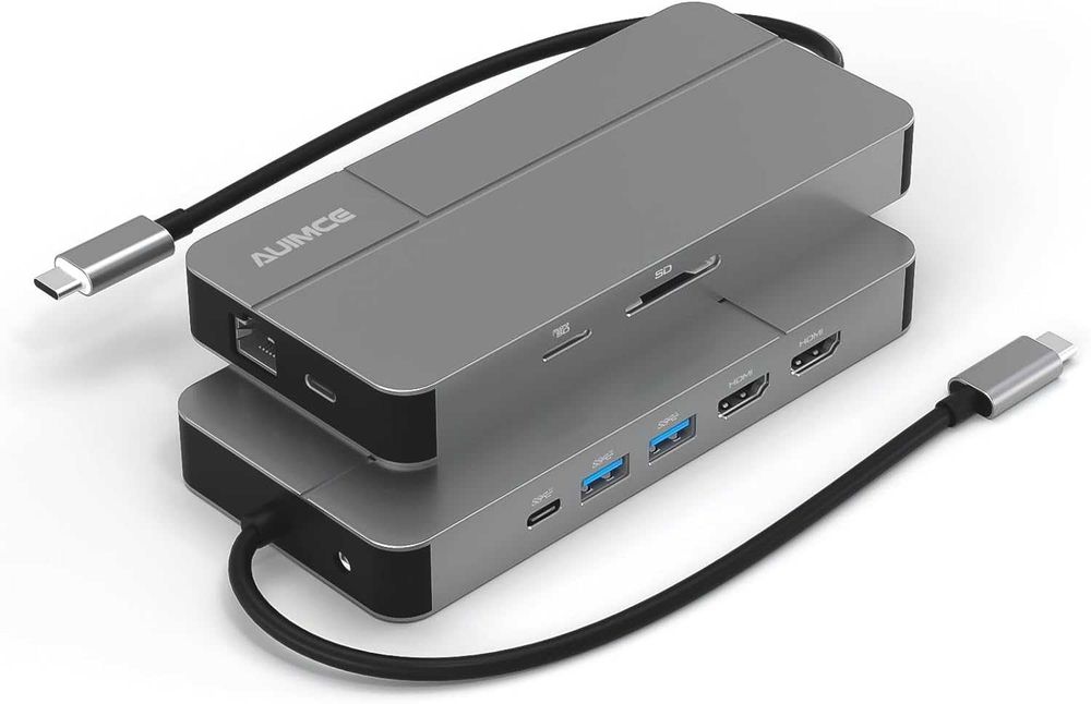 AUIMCE Докинг станция 2х HDMI и USB C порт, до 4K/60Hz, MacOS/Windows