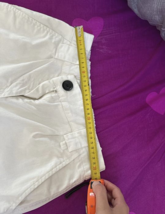 Bershka Pantaloni albi dama stil Jogger/Cargo marime 34