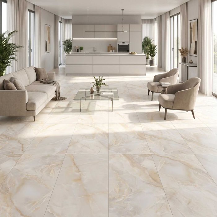 Gresie tip marmura Ravena Cream F P 600X1200X8 R Somat 1L