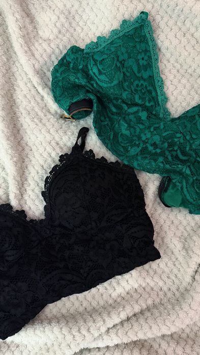 Бюстие в черен и зелен цвят