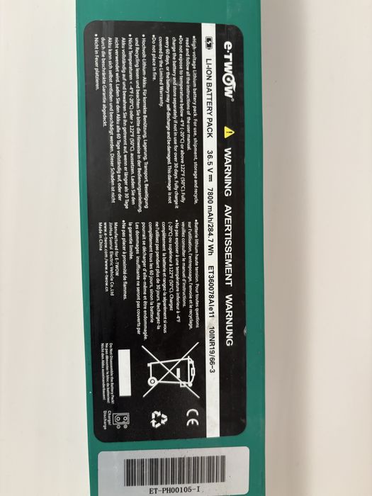 Baterie trotineta electrica E-TWOW model  36V  7.8ah