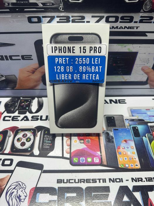 Iphone 15 Pro / 128 GB / 89%BAT / Liber de Retea / CreativAmanet