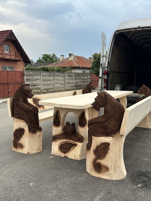 Set mobilier lemn masiv - Ursi din lemn