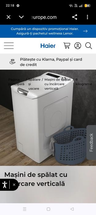 Mașina de spălat Haier cu motor inverter 8 kg
