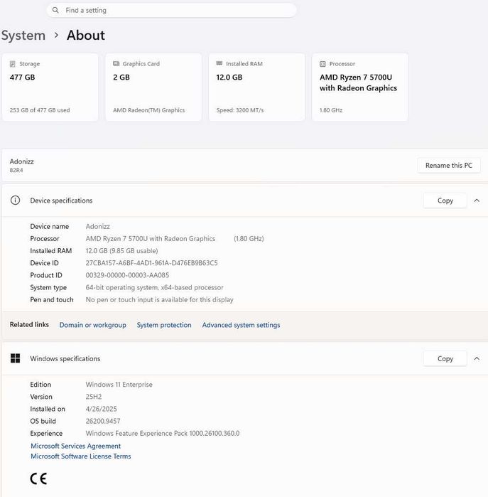 Laptop Lenovo IdeaPad 1 15alc7