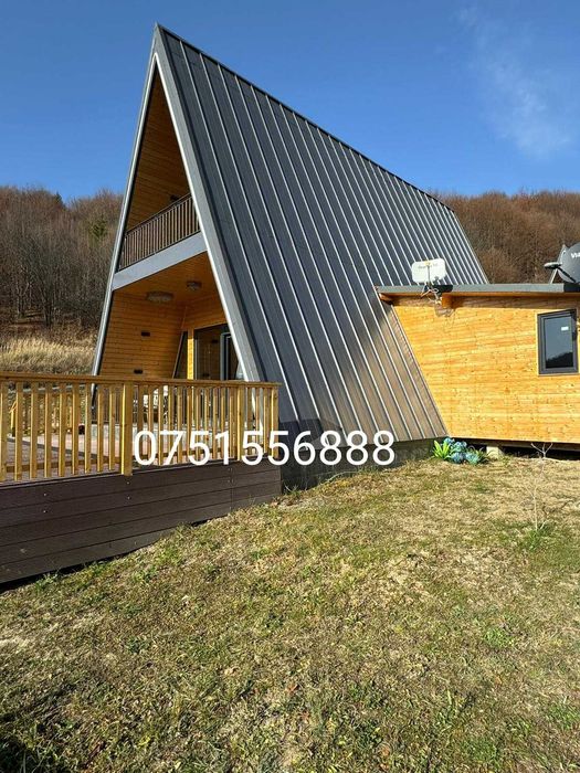 Cabana stil A-Frame si Case din structura de lemn