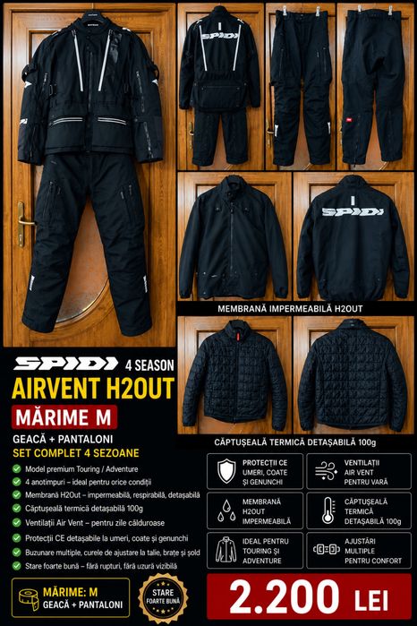 Costum Moto Textil SPIDI 4 Season Airvent H2Out Mărimea M Complet