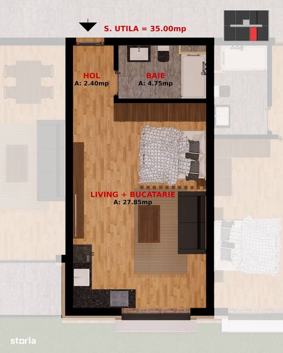 Apartament 2 camere la 1,5 km de Buc, TVA inclus