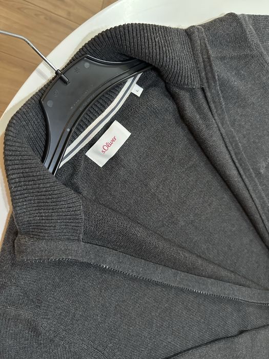 Pulover cu fermoar/Cardigan gri inchis S. Oliver