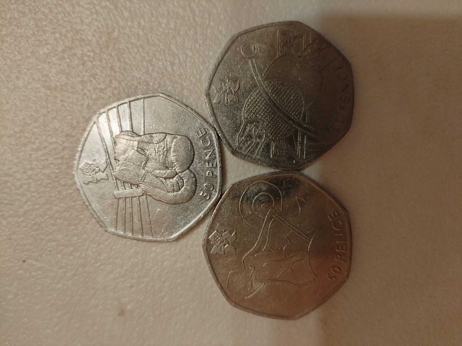 Английски Монети 50Английски Пенса от Олимпиадата в Лондон През 2012г, Мн.Редки и Скъпи