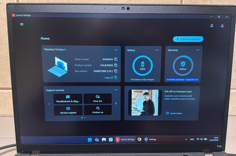 Thinkpad T14 Gen 3, core I5-1245U, 16 GB RAM, 256GB SSD NVME ca NOU