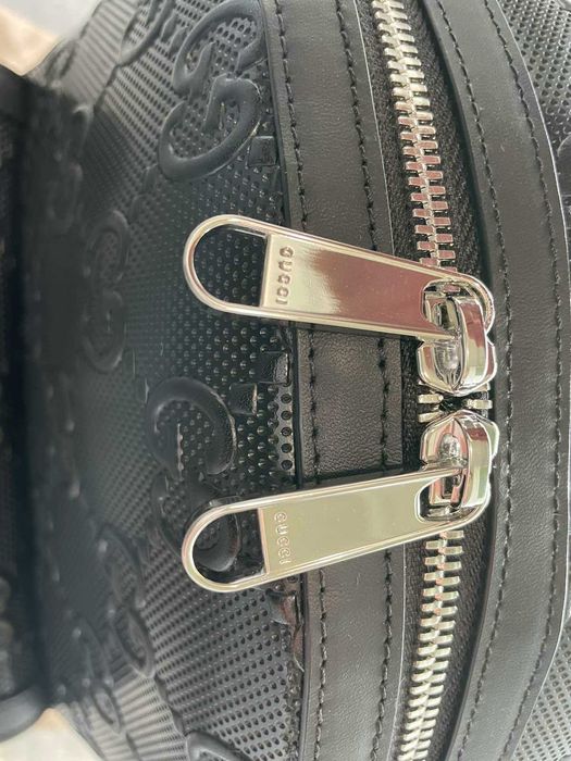Gucci Черна Раница Релефна Естествена Перфорирана Кожа Гучи Автентична