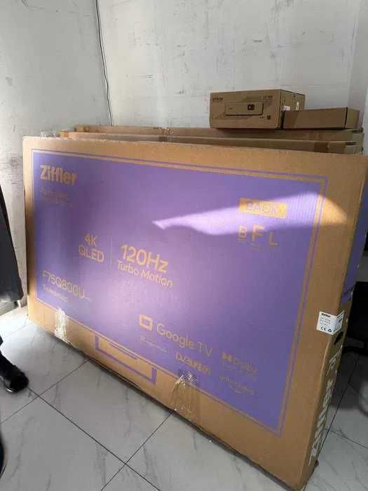 Телевизор Ziffler 75 4K QLED 120HZ  установка есть  доставка бесплатно